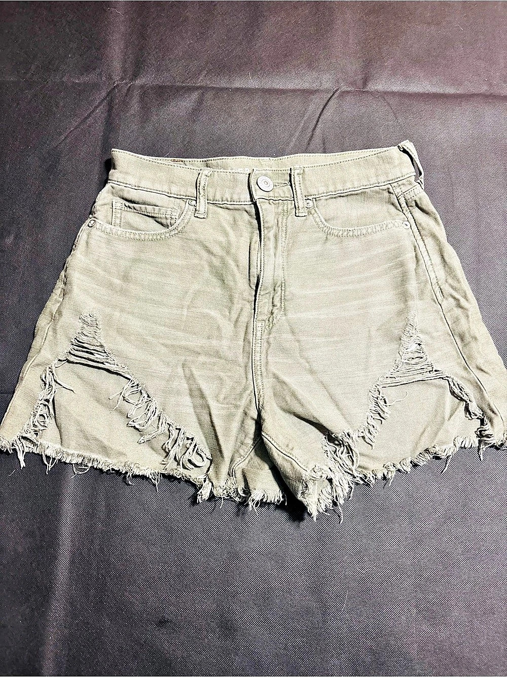 American Eagle Olive Green Highest Rise Mom Short Size 4 Frayed Hem